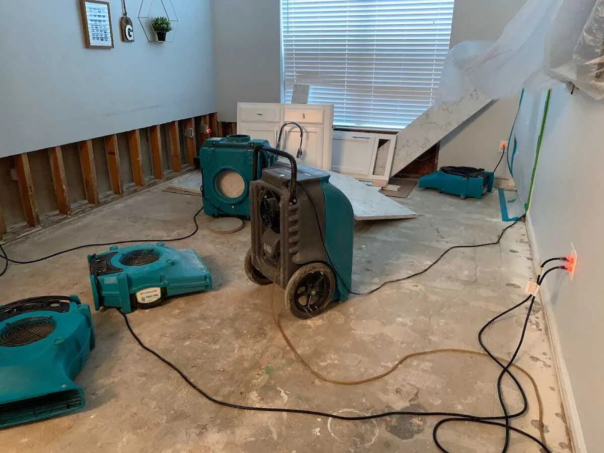 Dehumidifier in flood-cut room for Water Damage Restoration in Winfield